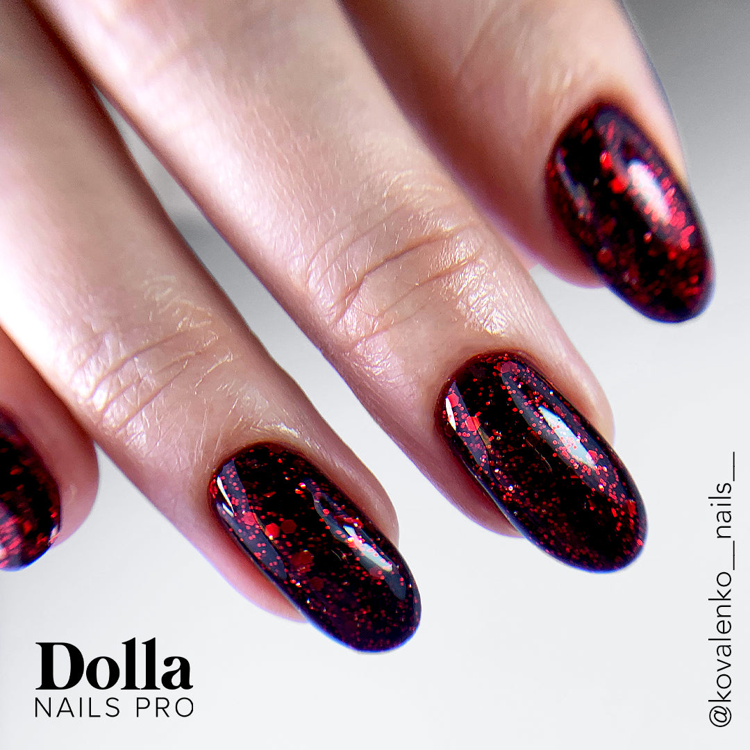 Nails painted with "She Devil" gel nail polish