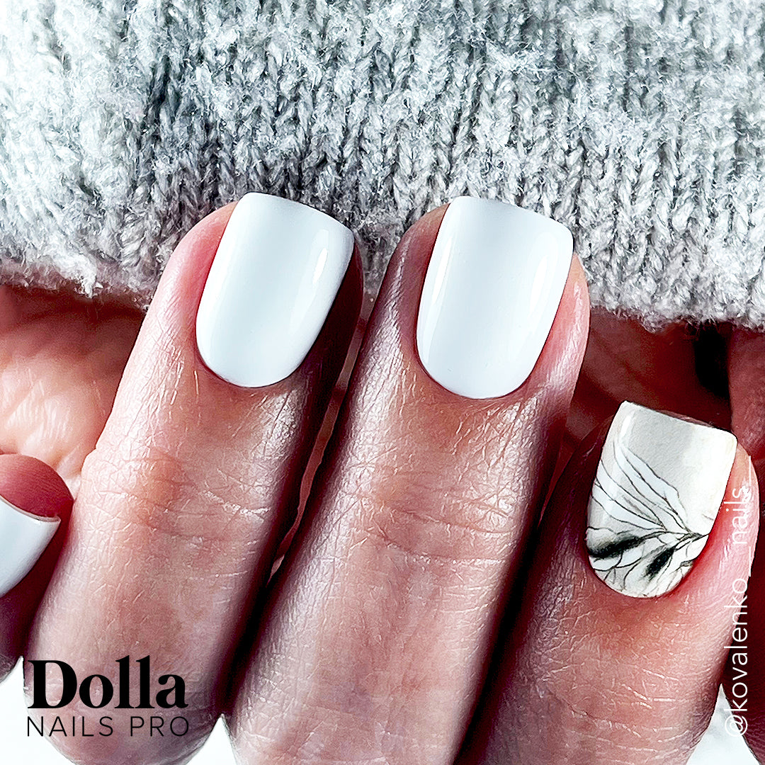 Nails painted with Dolla White gel nail polish