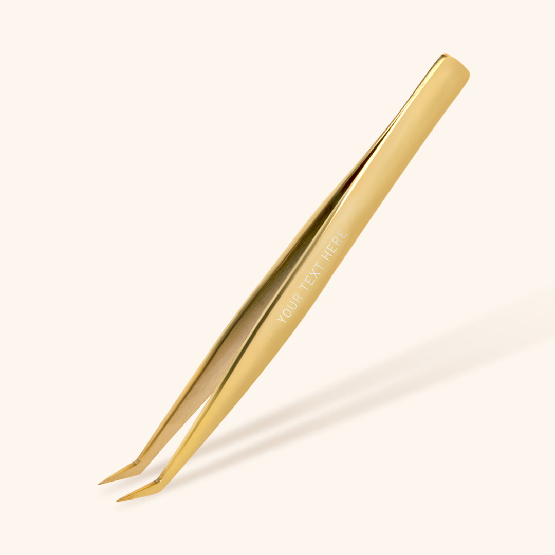 Engraved lash extension tweezers