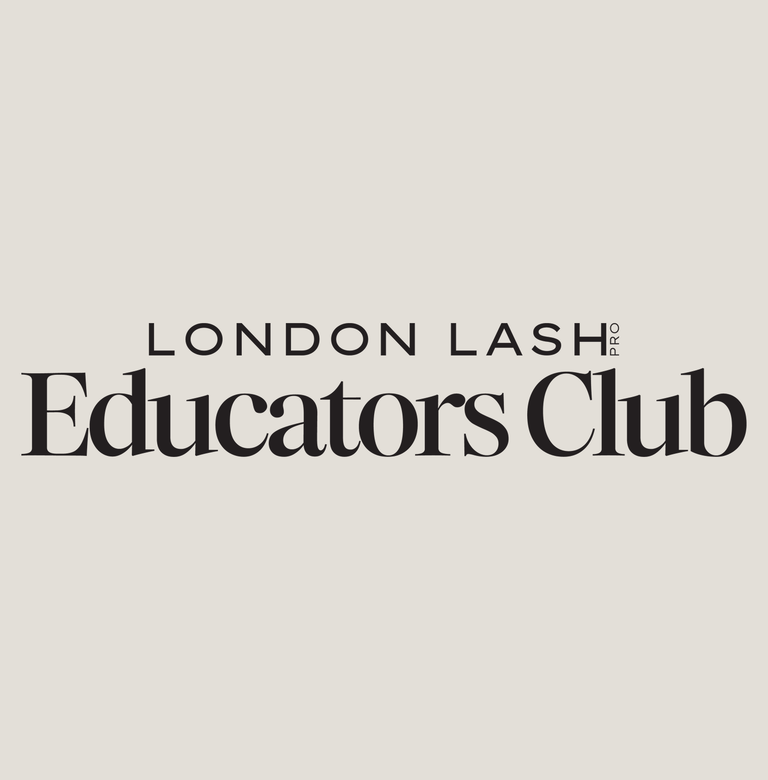 writing of London Lash Educators Club on simple beige background
