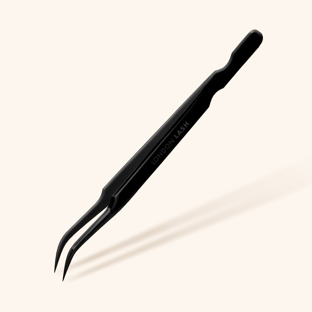 Curved Isolation Eyelash Extensions Tweezers - Black