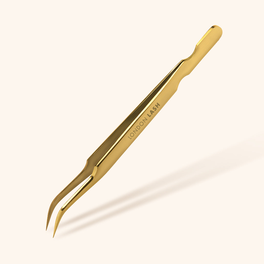 Curved Isolation Eyelash Extensions Tweezers - Gold