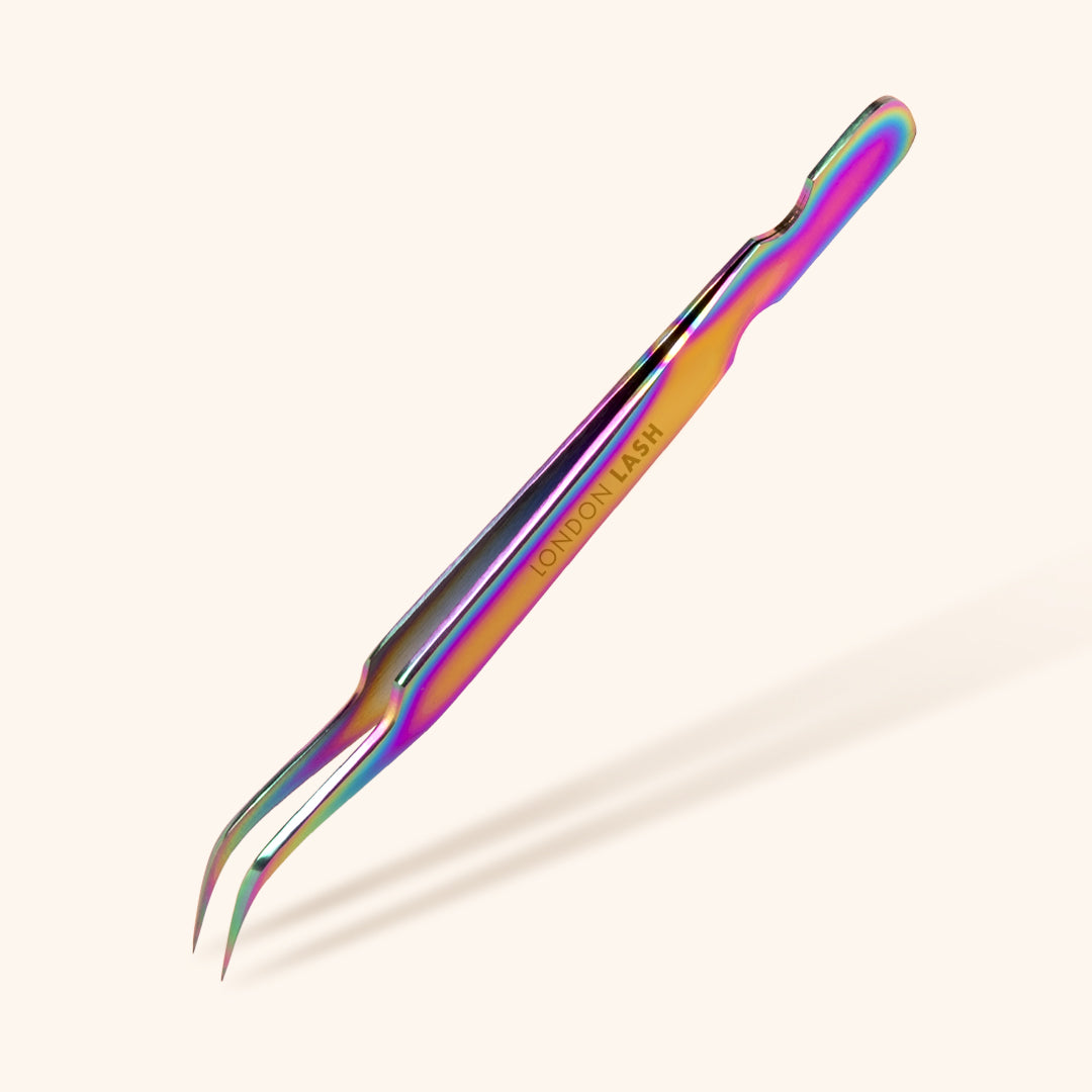 Curved Isolation Eyelash Extensions Tweezers - Oil Slick