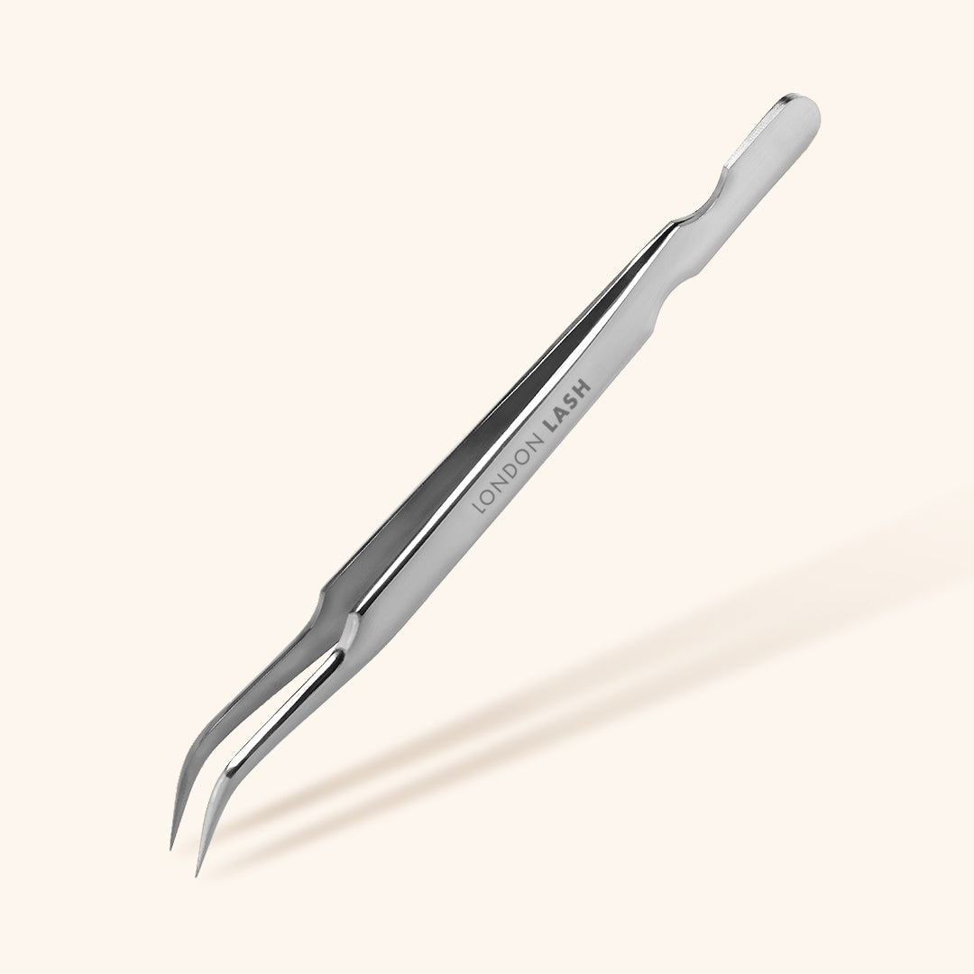 Curved Isolation Eyelash Extensions Tweezers - Silver