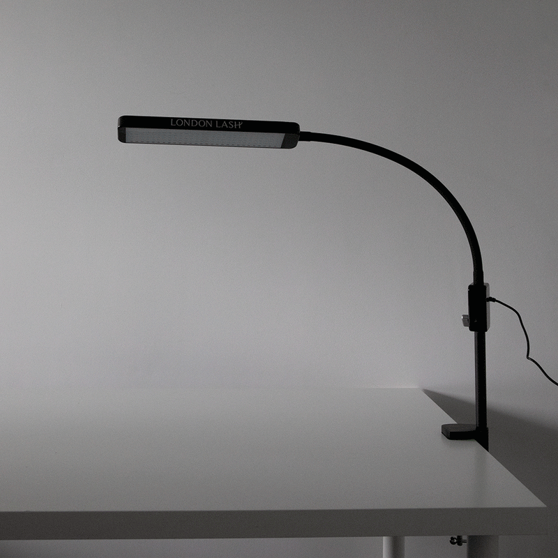 gif of a glamcor reveal showing the different brightness settings, best light for lash extensions treatments, best light for beauty treatments, best light for Lash Technicians
