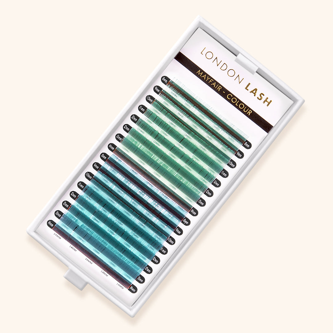 best coloured lashes, best coloured eyelash extensions, best coloured lash extensions, best mint green / ocean blue coloured lashes, best mint green / ocean blue coloured eyelash extensions, best mint green / ocean blue coloured lash extensions