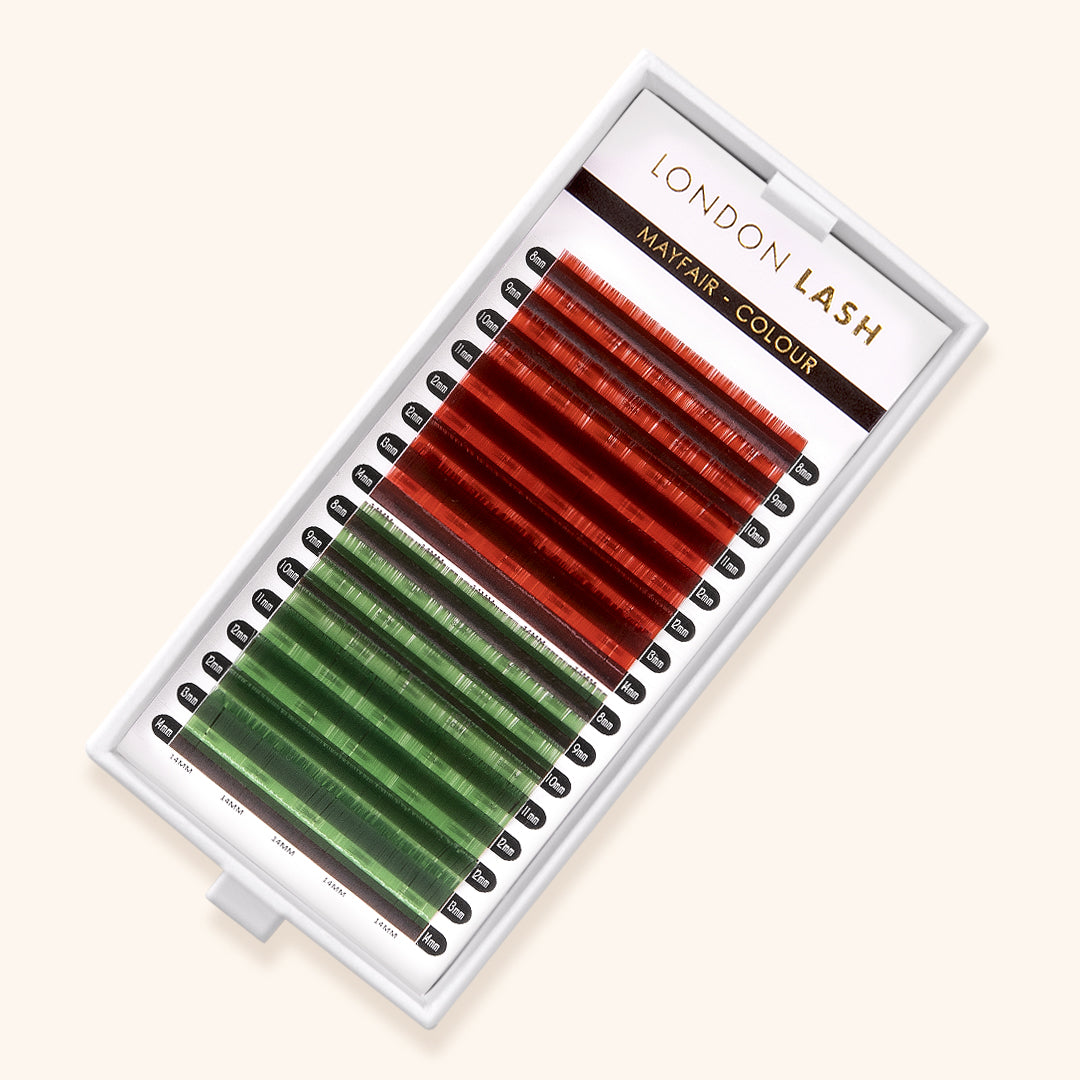 best coloured lashes, best coloured eyelash extensions, best coloured lash extensions, best red brown / green coloured lashes, best red brown / green coloured eyelash extensions