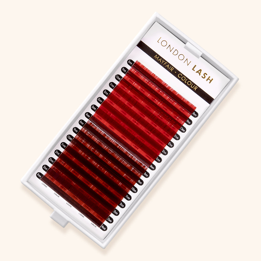 best coloured lashes, best coloured eyelash extensions, best coloured lash extensions, best red brown / red coloured lashes, best red brown / red coloured eyelash extensions