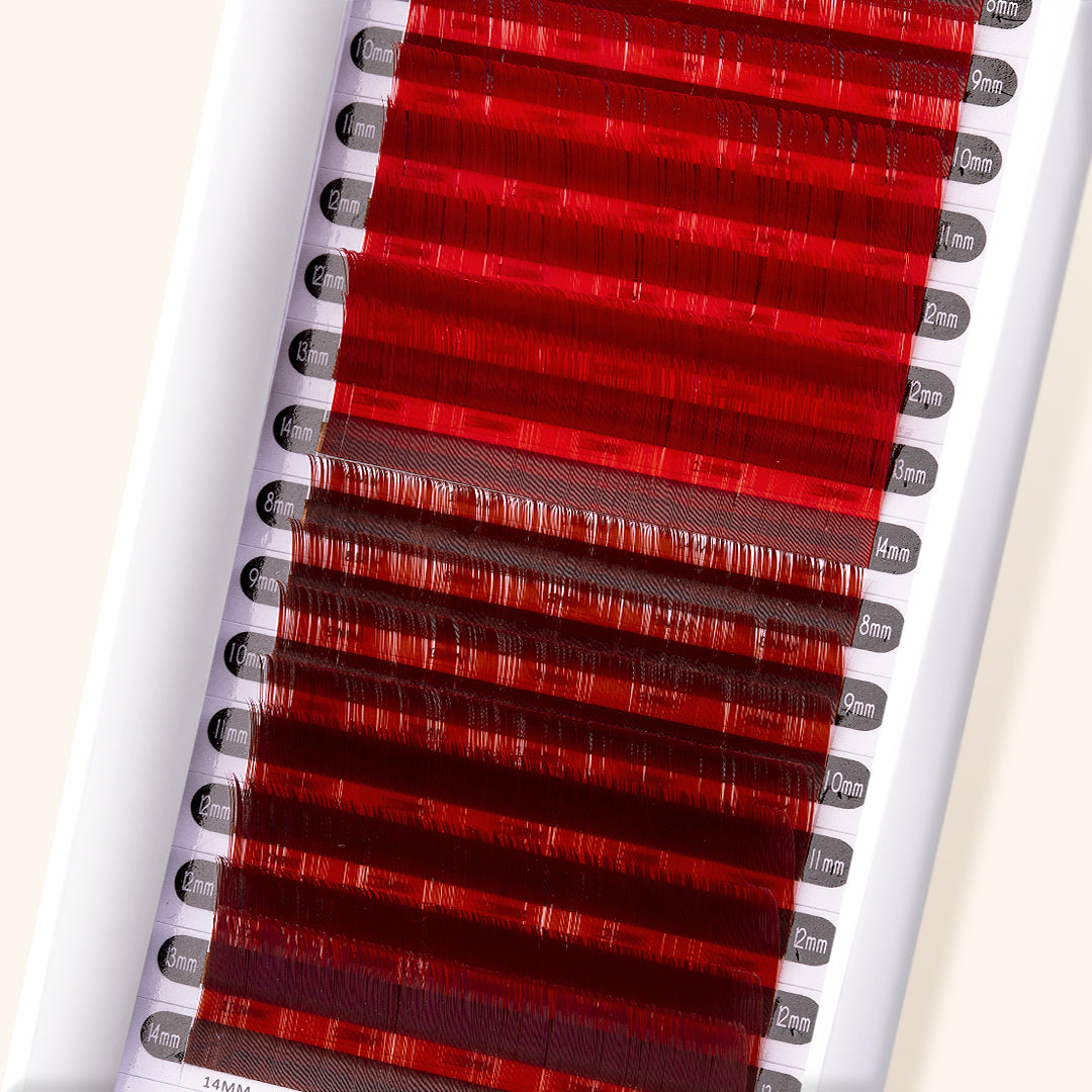 best coloured lashes, best coloured eyelash extensions, best coloured lash extensions, best red brown / red coloured lashes, best red brown / red coloured eyelash extensions